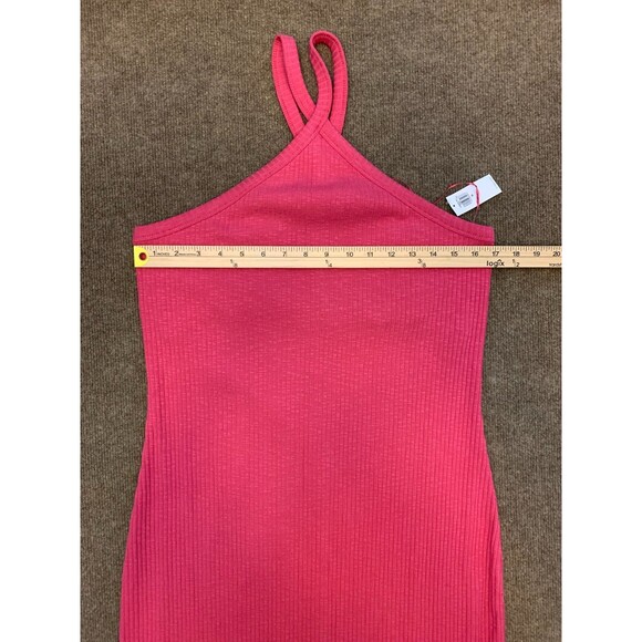 Old Navy Dress Womens XL Halter Midi Stretch Bodycon Sleeveless Pink Ribbed Knit - Picture 6 of 10